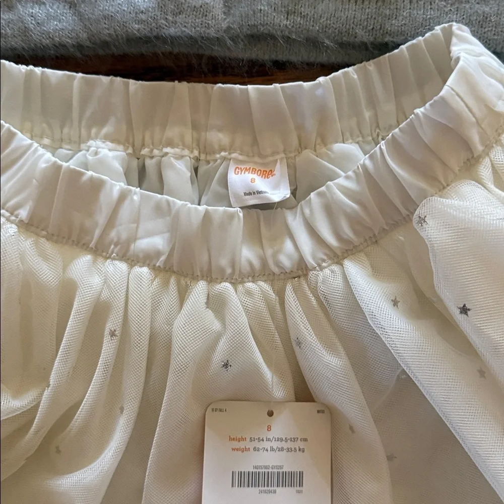 GYMBOREE long sleeved shirt, tights, sweater & tulle skirt size medium (7-8) NWT